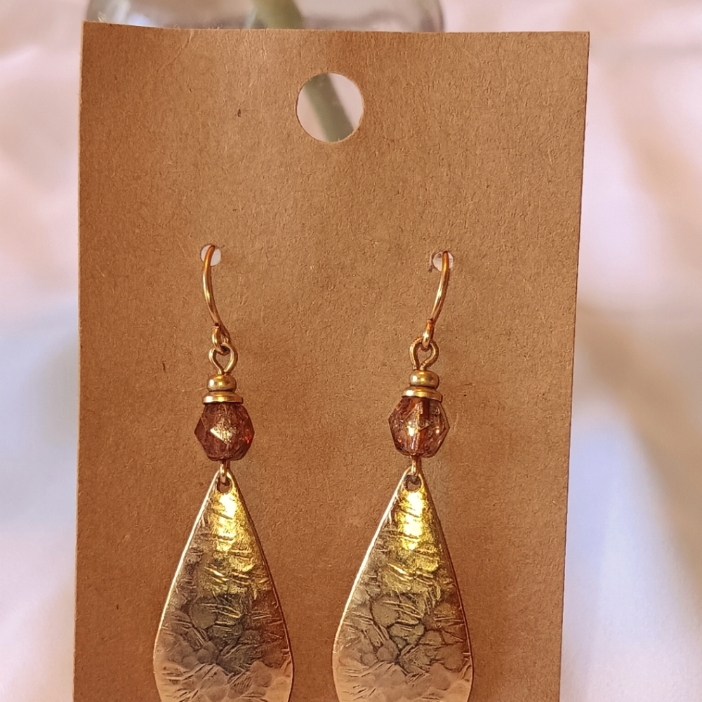 HAMMERED Brass Leaf Earrings